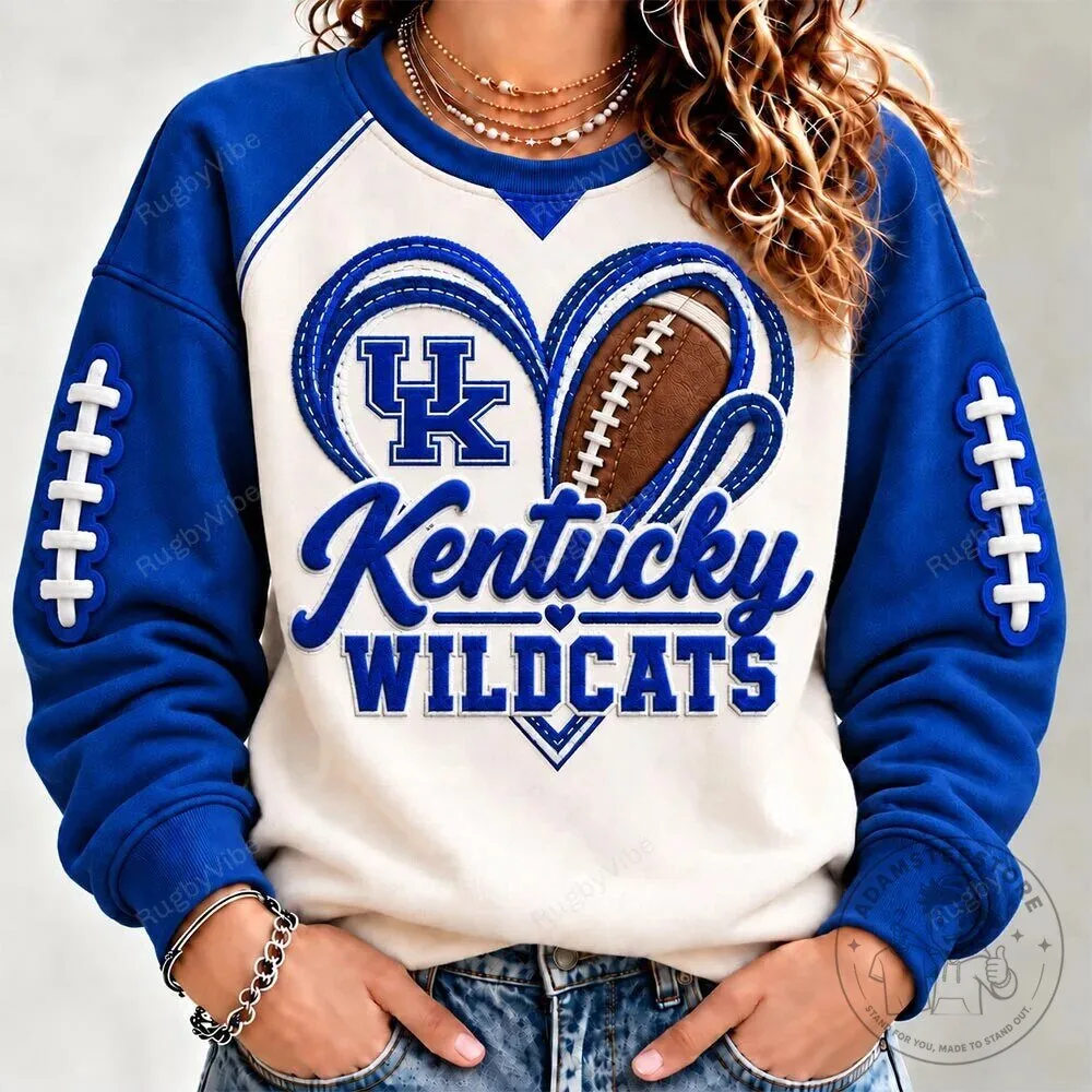 Kentucky Wildcats Football Heart Design Raglan Sleeve Sweatshirt 1 Kentucky Wildcats Football Heart Design Raglan Sleeve Sweatshirt