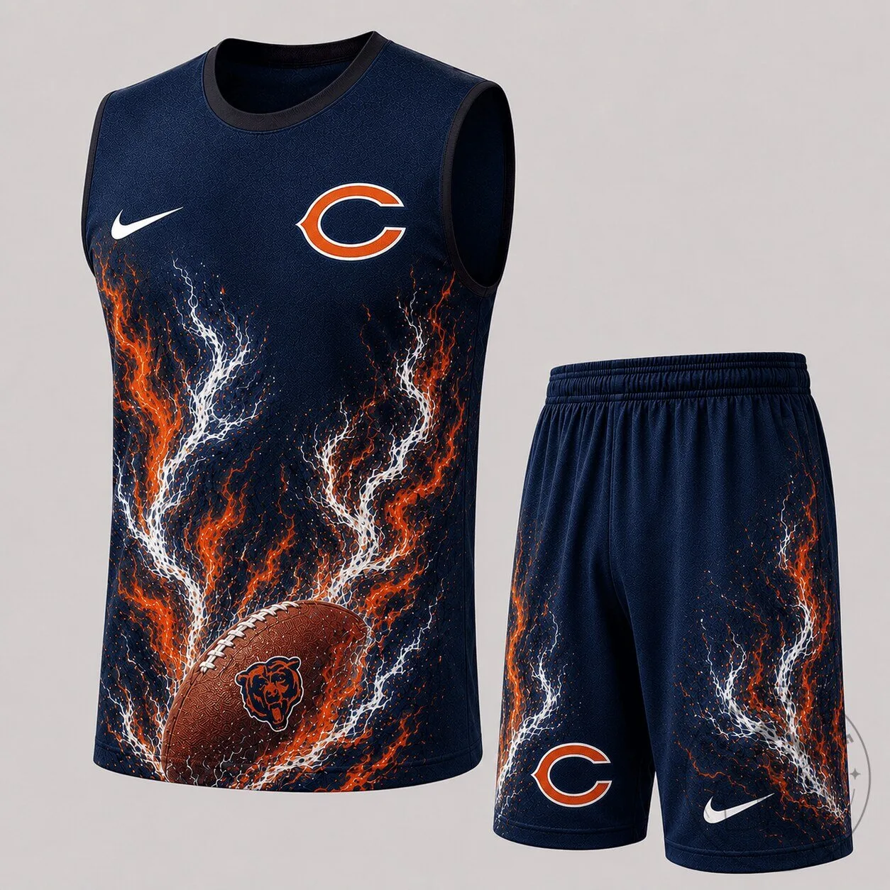 Chicago Bears NFL Football Flame Design Tank Top and Shorts Set