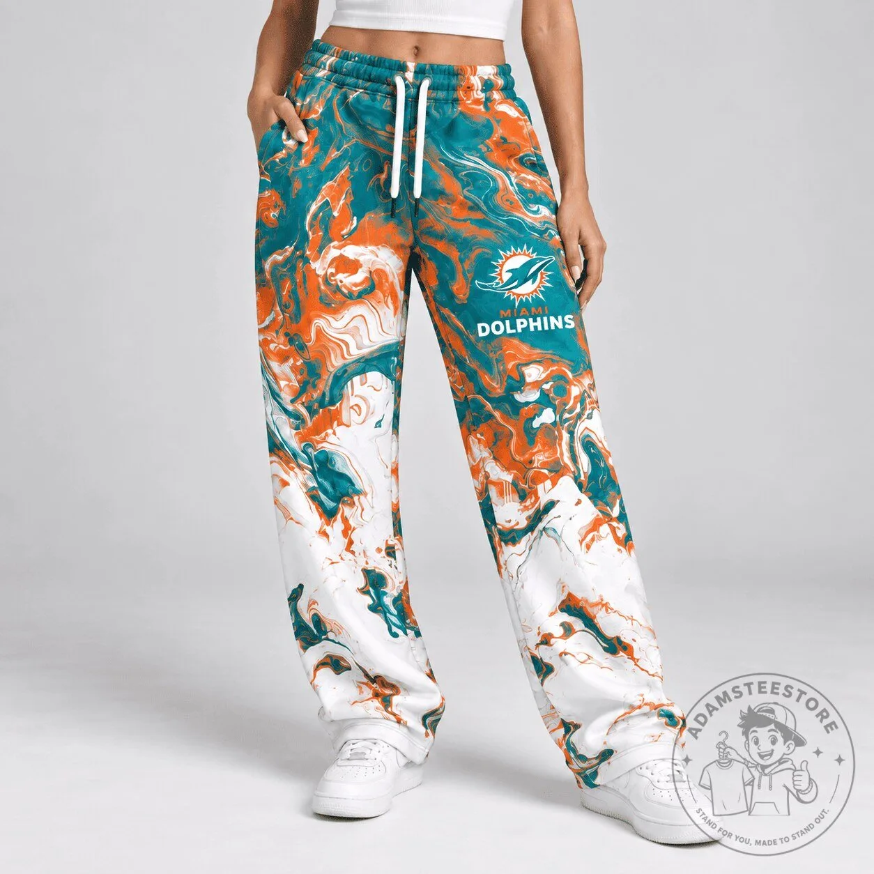 Miami Dolphins NFL Team Colors Lava Flow Pattern Athletic Jogger Pants