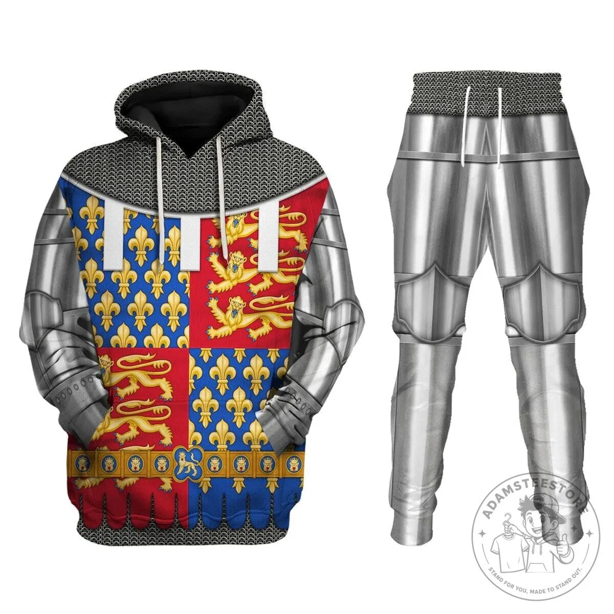 Edward The Black Prince Medieval Knight Armor Chainmail Hoodie and Sweatpants