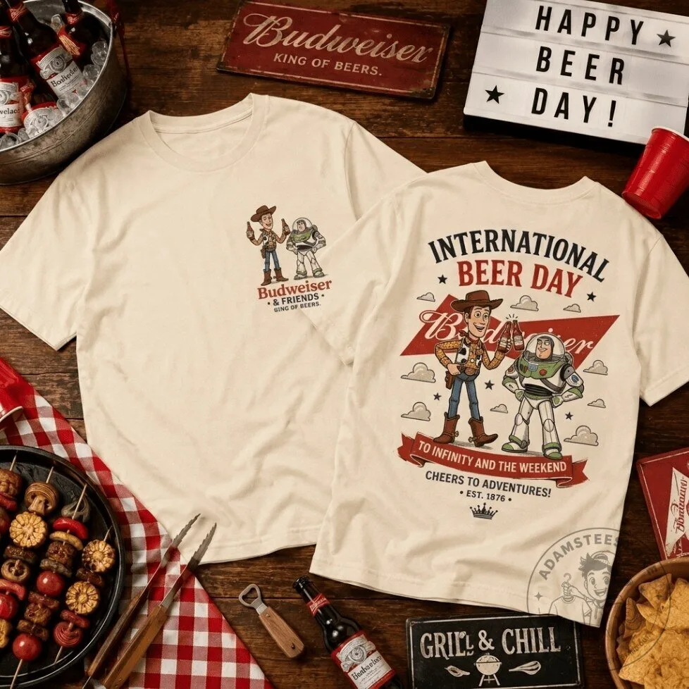 Toy Story Woody And Buzz International Beer Day Budweiser T-Shirt