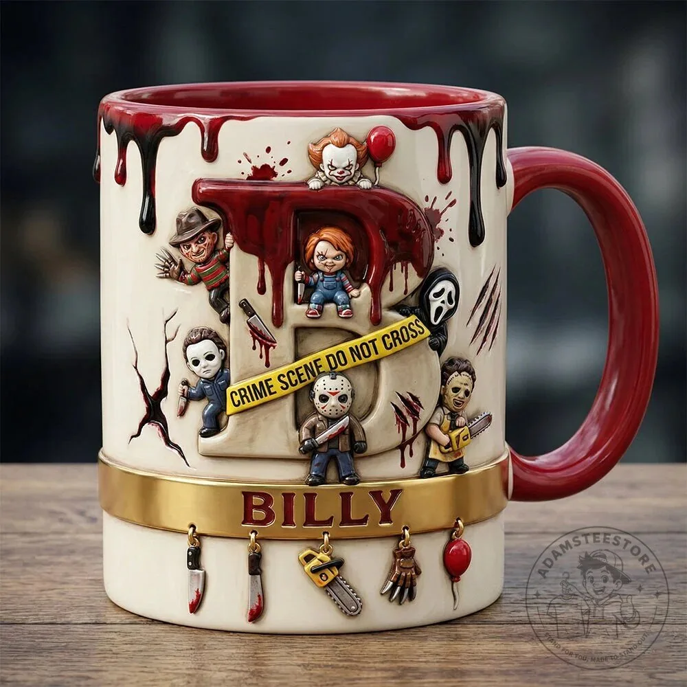 Horror Movie Villains Alphabet Letter D Personalized Name Coffee Mug