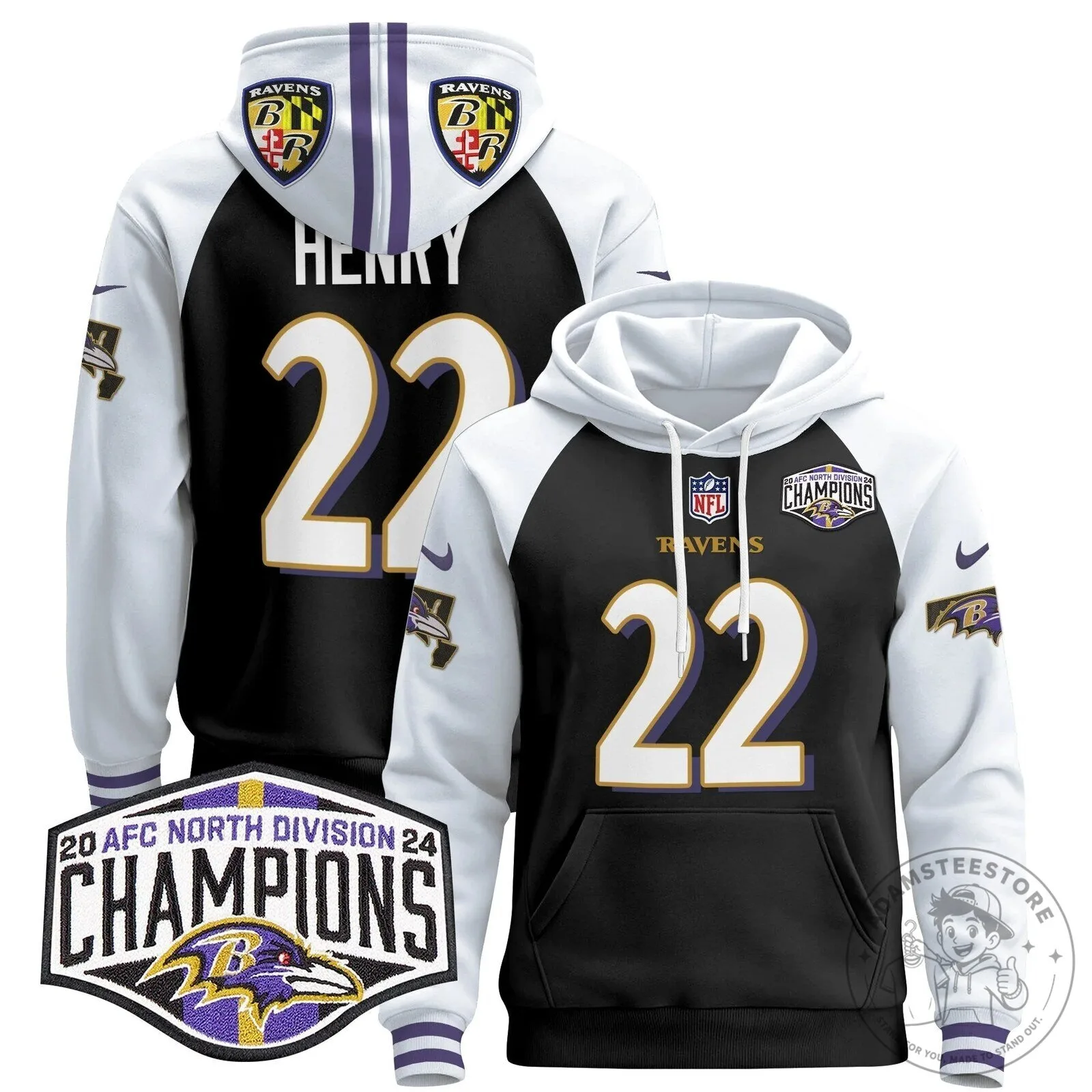 Baltimore Ravens AFC North Division Champions Henry 22 Hoodie