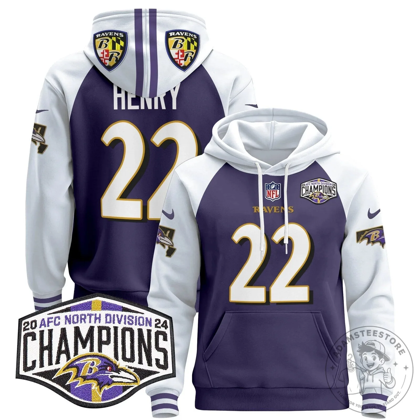 Baltimore Ravens AFC North Division Champions Henry 22 Hoodie 56 Baltimore Ravens AFC North Division Champions Henry 22 Hoodie