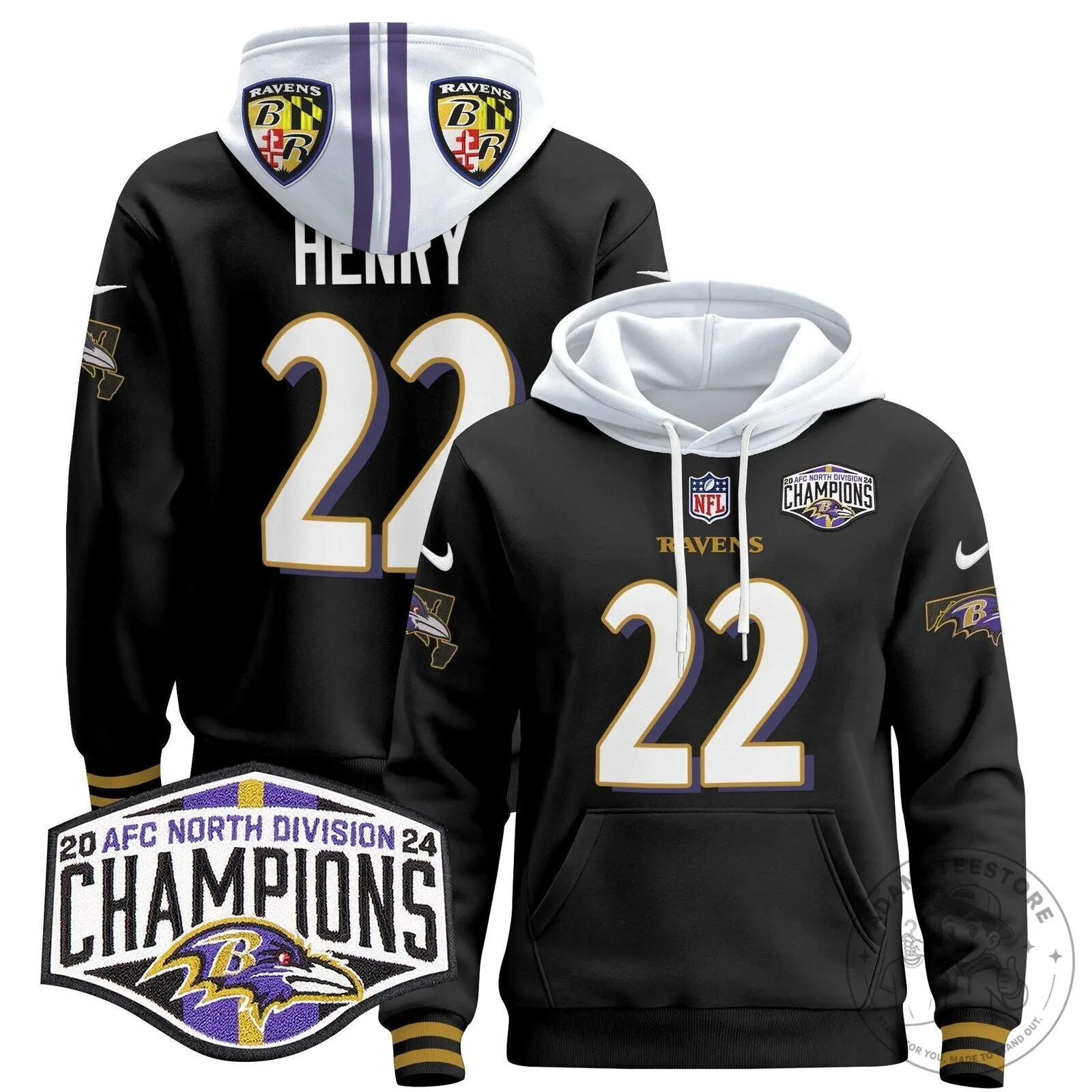 Baltimore Ravens AFC North Division Champions Henry 22 Hoodie 67 Baltimore Ravens AFC North Division Champions Henry 22 Hoodie
