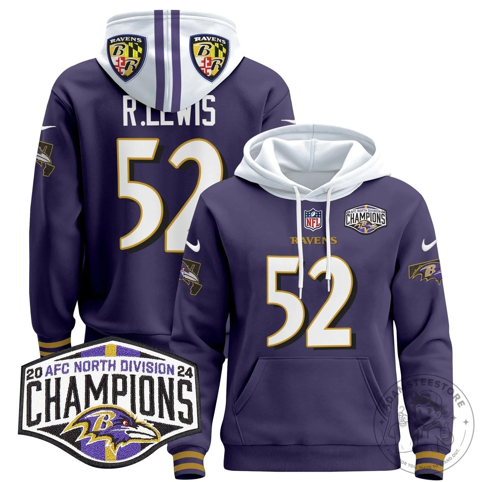 Baltimore Ravens AFC North Division Champions Henry 22 Hoodie 83 Baltimore Ravens AFC North Division Champions Henry 22 Hoodie