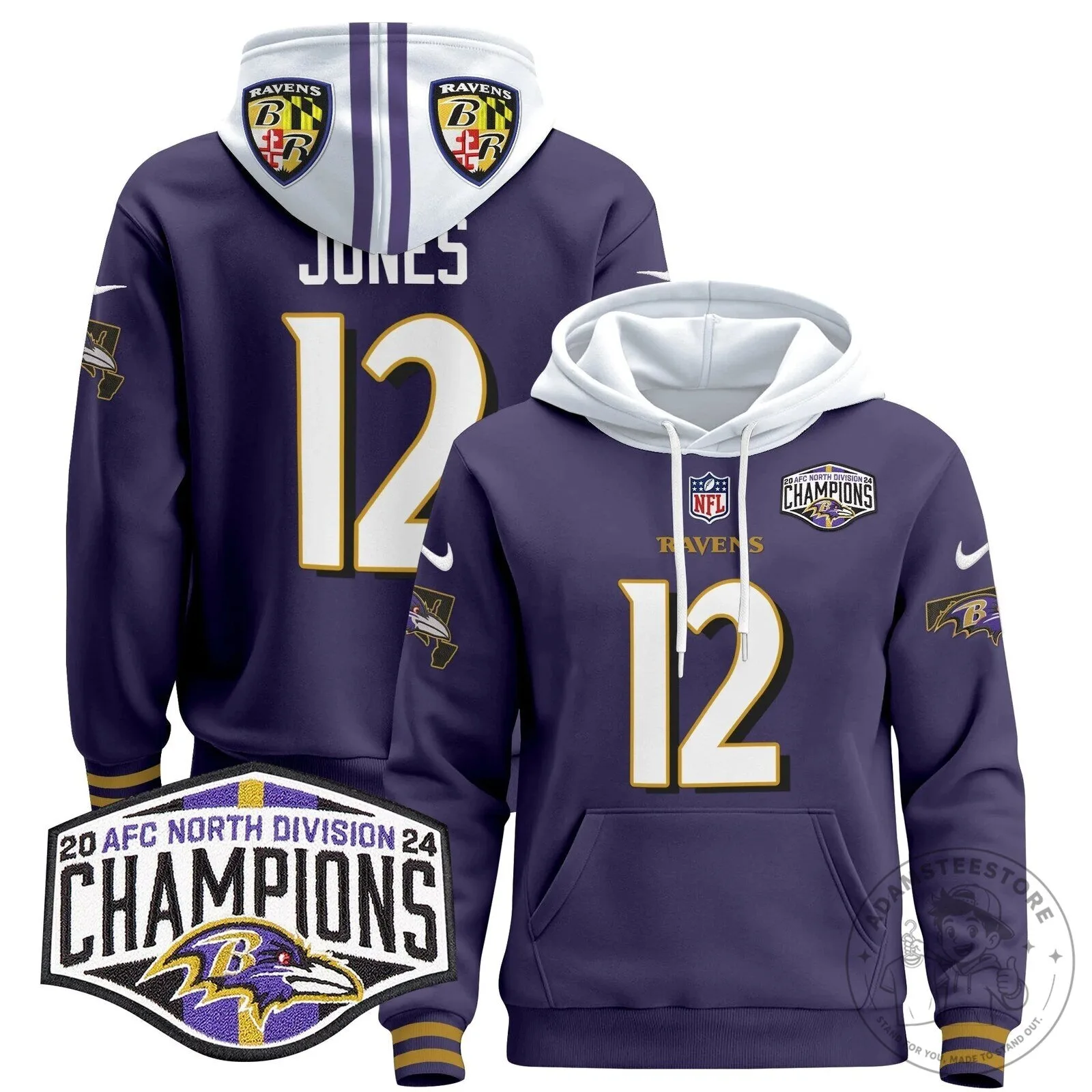 Baltimore Ravens AFC North Division Champions Henry 22 Hoodie 85 Baltimore Ravens AFC North Division Champions Henry 22 Hoodie