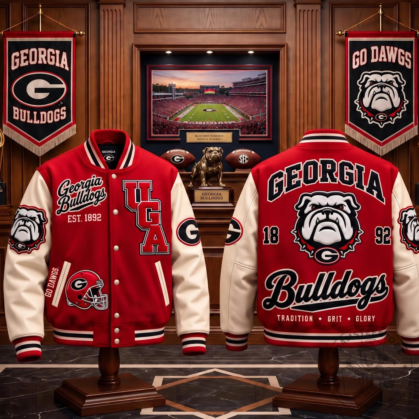 Georgia Bulldogs NCAA College Football Varsity Jacket 2 Georgia Bulldogs NCAA College Football Varsity Jacket
