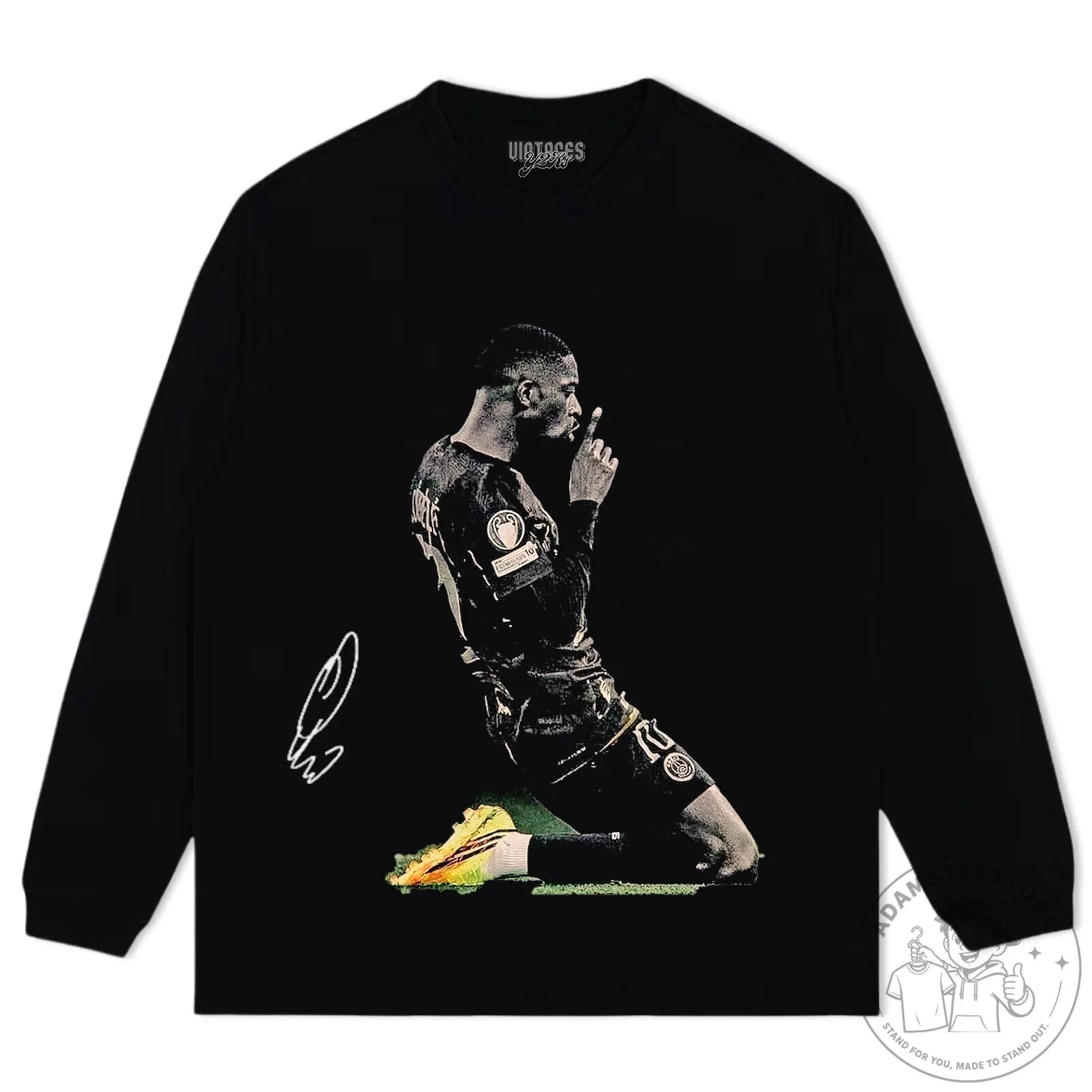 Ousmane Dembele Football Celebration Signature Black T-Shirt 15 Ousmane Dembele Football Celebration Signature Black T-Shirt