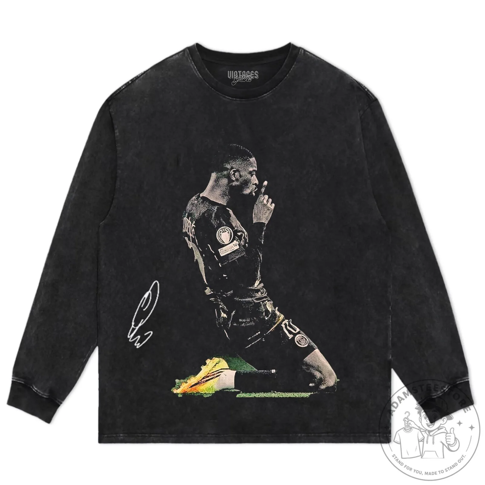 Ousmane Dembele Football Celebration Signature Black T-Shirt 16 Ousmane Dembele Football Celebration Signature Black T-Shirt