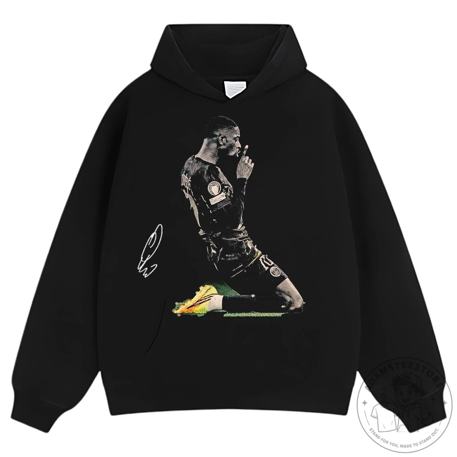 Ousmane Dembele Football Celebration Signature Black T-Shirt 17 Ousmane Dembele Football Celebration Signature Black T-Shirt