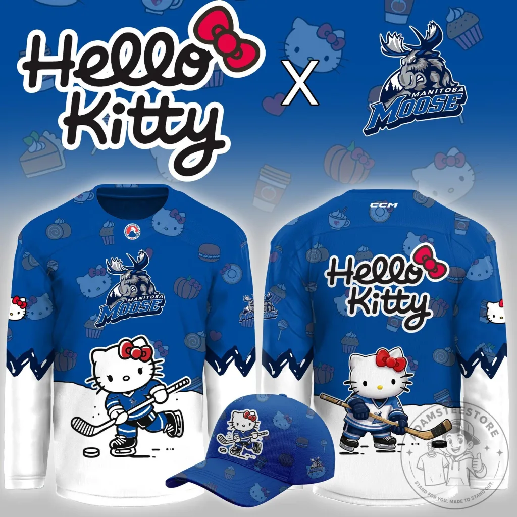 Hello Kitty x Manitoba Moose Hockey Night Game Limited Edition Hockey Jersey Hello Kitty x Manitoba Moose Hockey Night Game Limited Edition Hockey Jersey