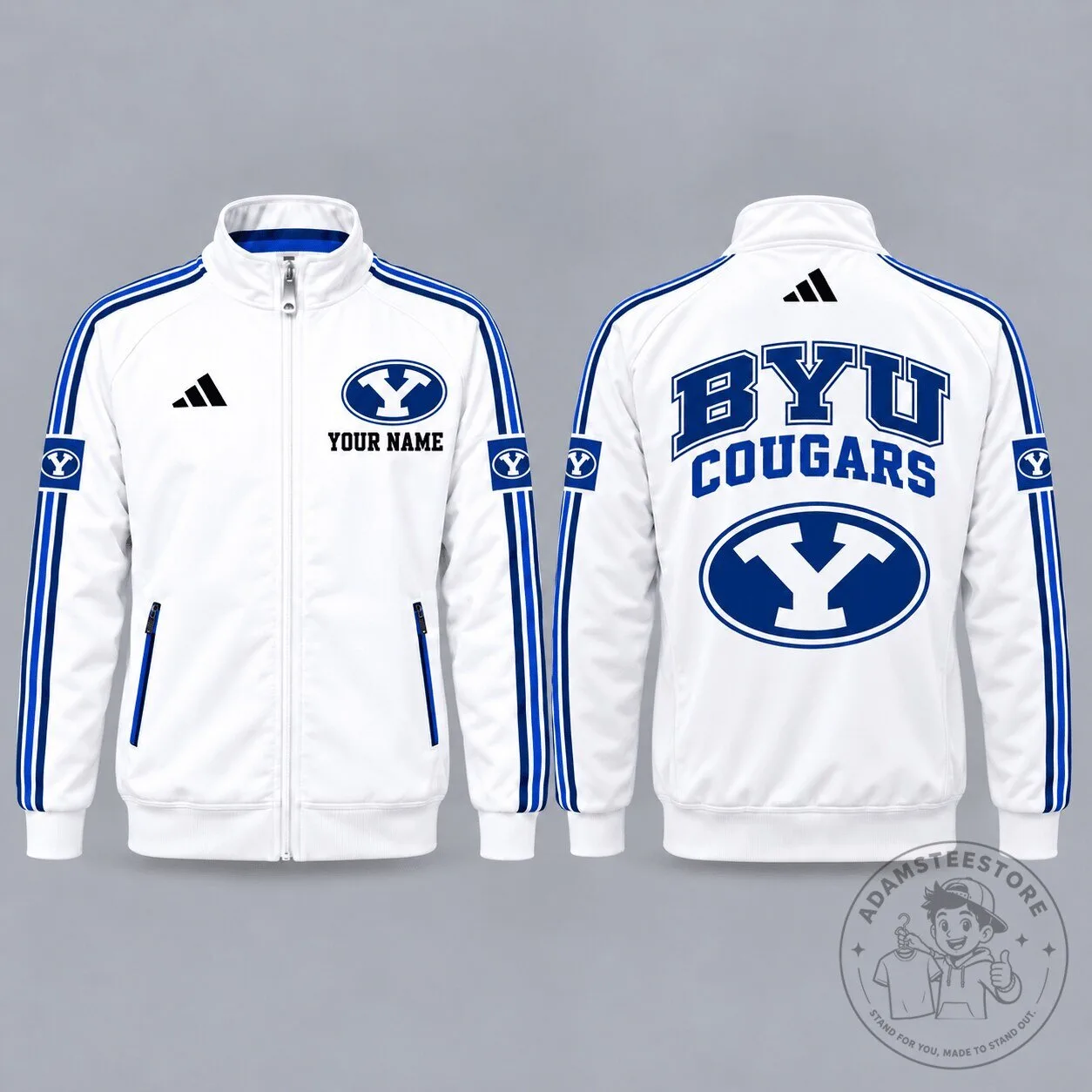 BYU Cougars NCAA Personalized Full-Zip White Track Jacket