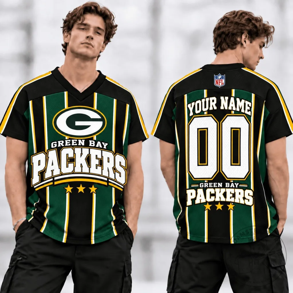Green Bay Packers Personalized V-Neck Football Jersey Green Bay Packers Personalized V-Neck Football Jersey