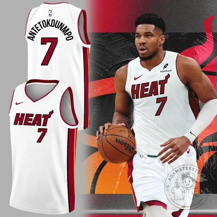 Giannis Antetokounmpo Miami Heat White Basketball Jersey