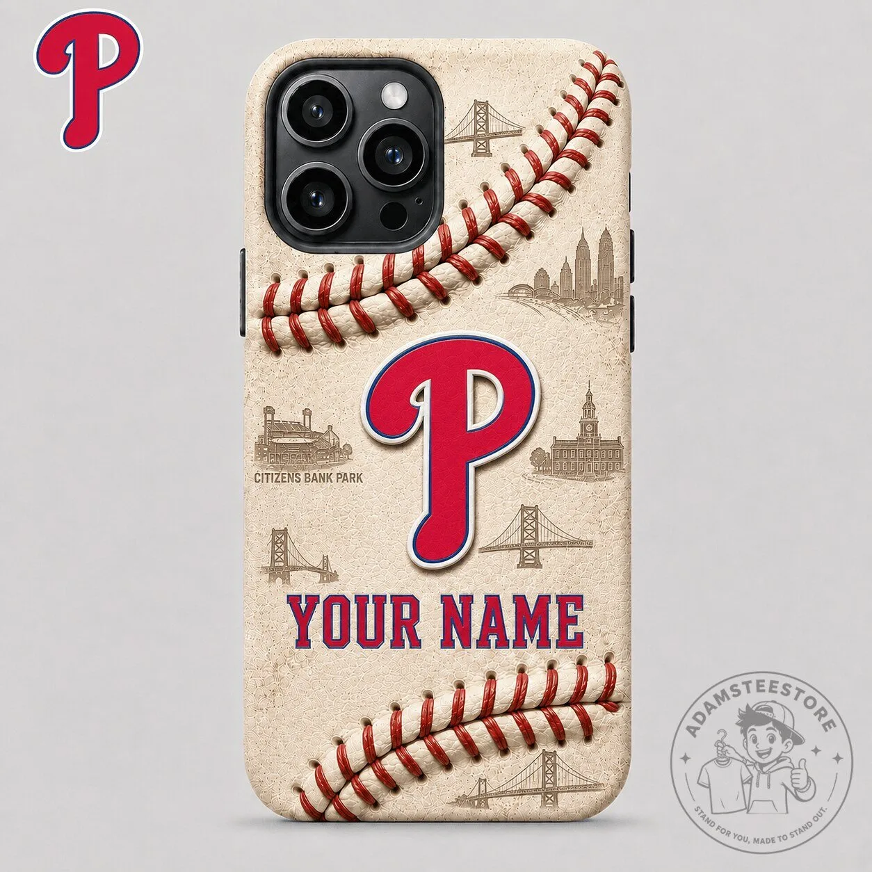 Philadelphia Phillies Baseball Stitches Custom Name Phone Case