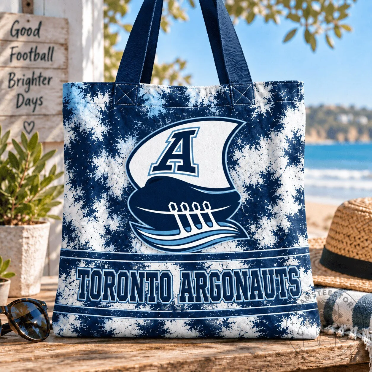 Toronto Argonauts Canadian Football League Team Logo All-Over Print Tote Bag