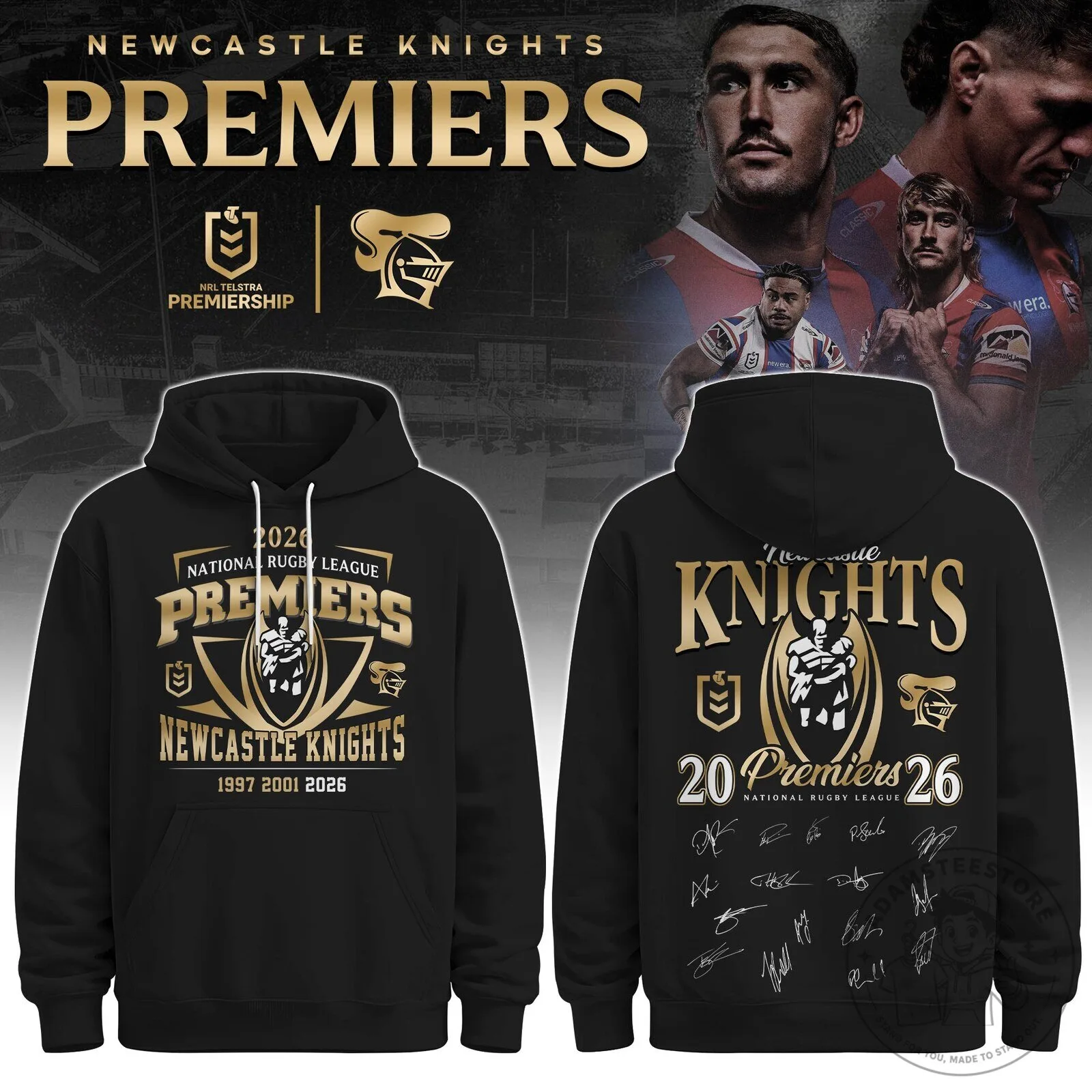 Newcastle Knights National Rugby League Premiers 2026 Black Hoodie