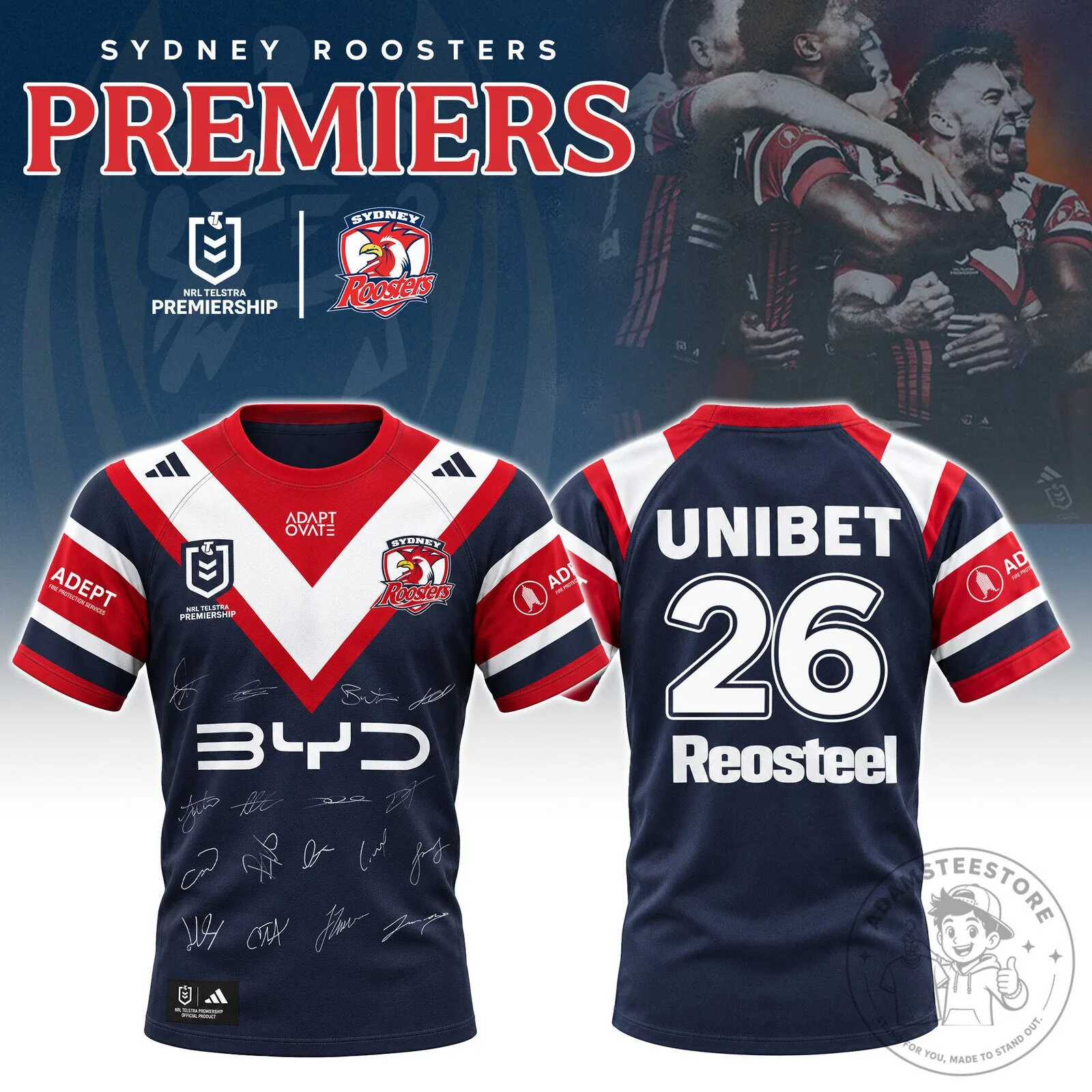 Sydney Roosters NRL Telstra Premiership Premiers Rugby League Jersey
