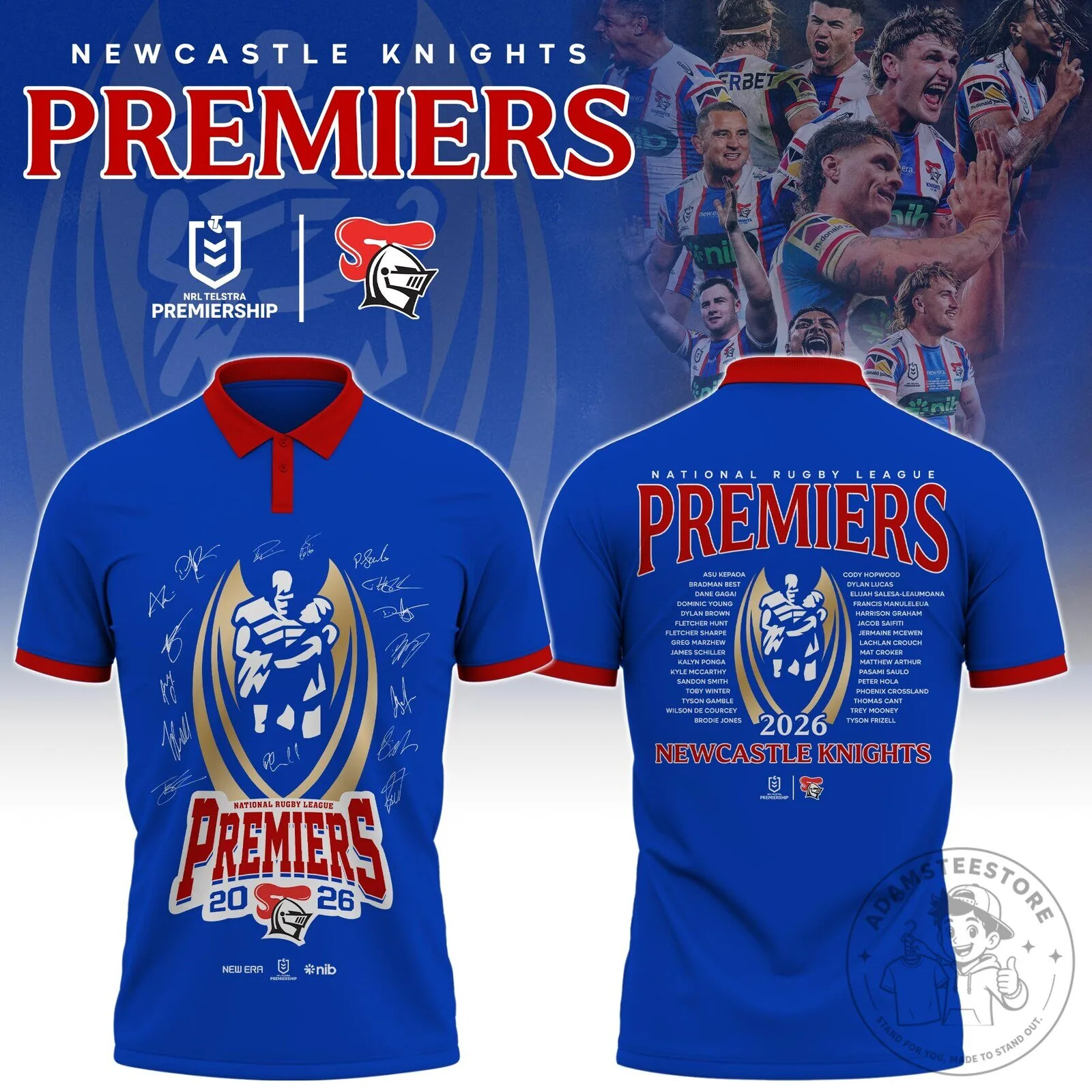 Commemorative Polo Shirt for Newcastle Knights 2026 NRL Premiers