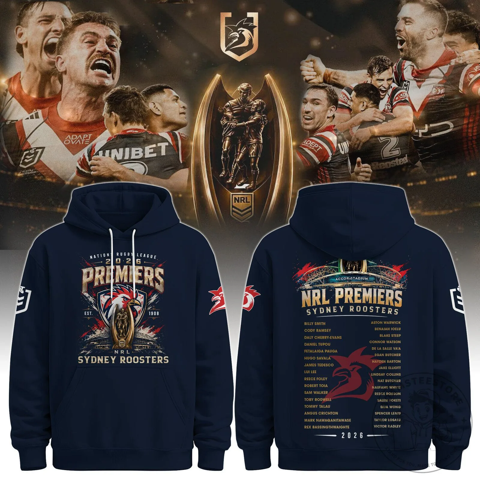 Sydney Roosters 2026 NRL Premiers National Rugby League Hoodie