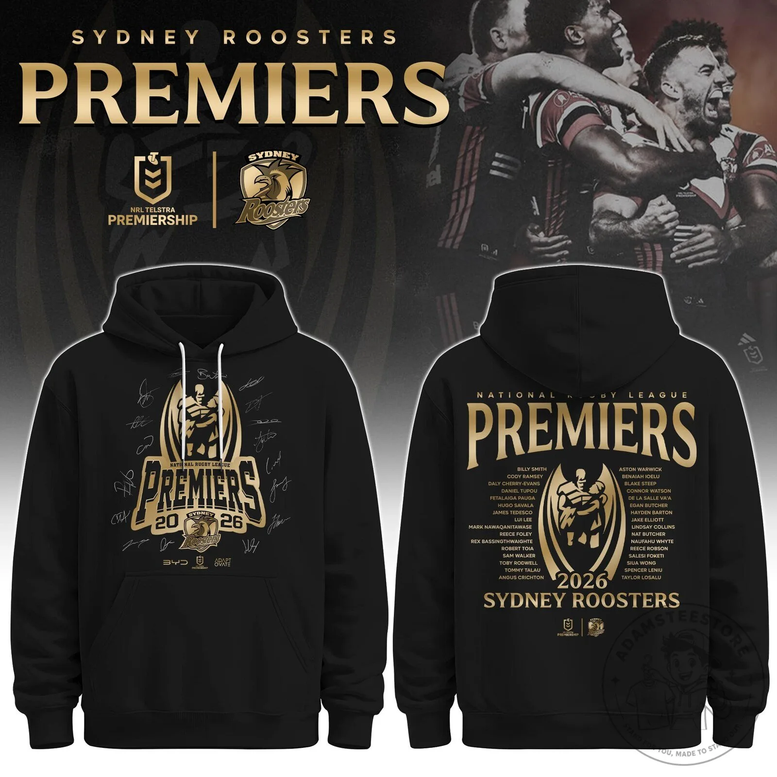 Commemorative Hoodie for 2026 National Rugby League Premiers - Sydney Roosters
