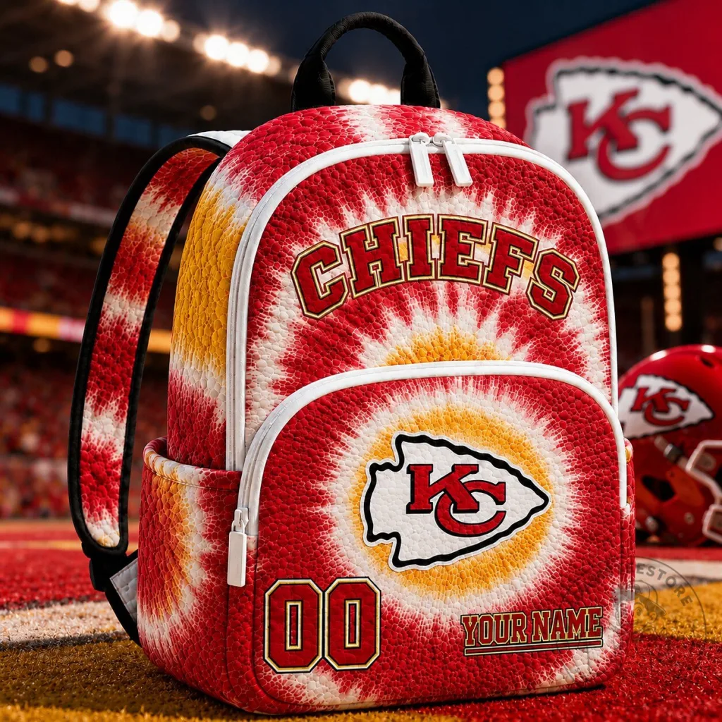 Kansas City Chiefs Tie Dye Personalized Backpack Kansas City Chiefs Tie Dye Personalized Backpack