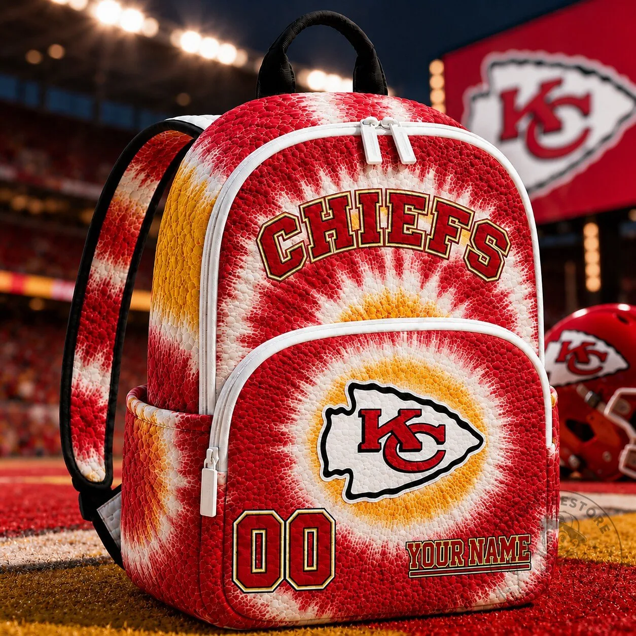 Kansas City Chiefs Tie Dye Personalized Backpack