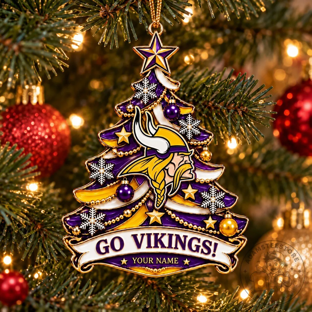 Minnesota Vikings Christmas Tree Ornament Custom Name Holiday Decor