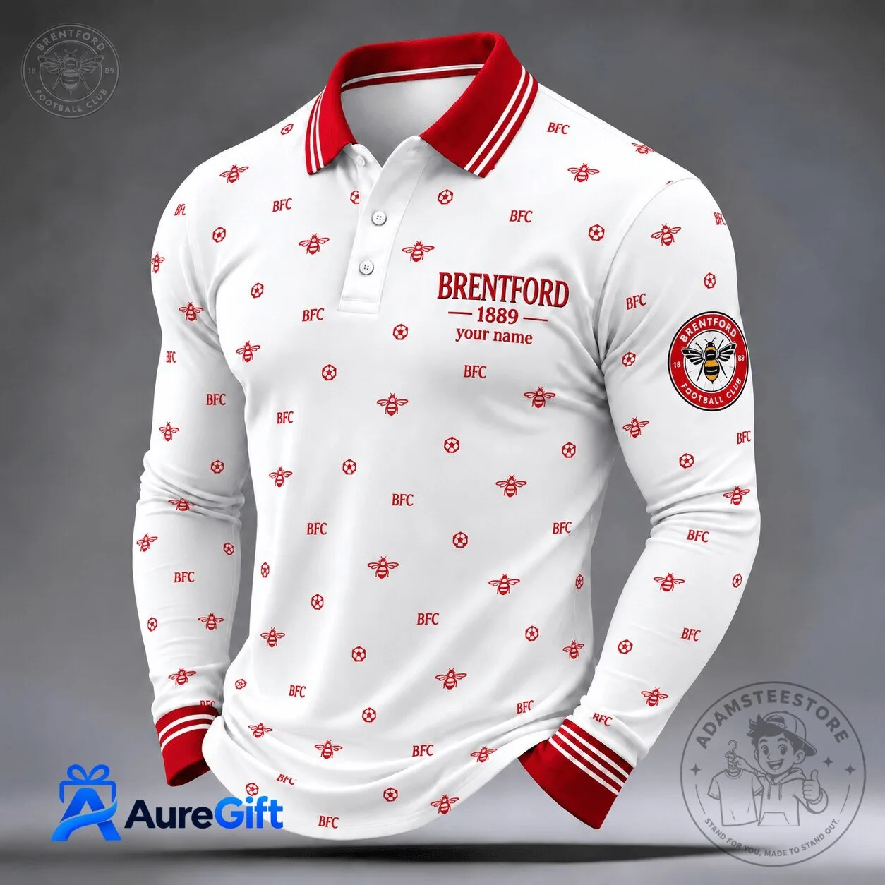 Brentford Football Club Personalized Long Sleeve Polo Shirt
