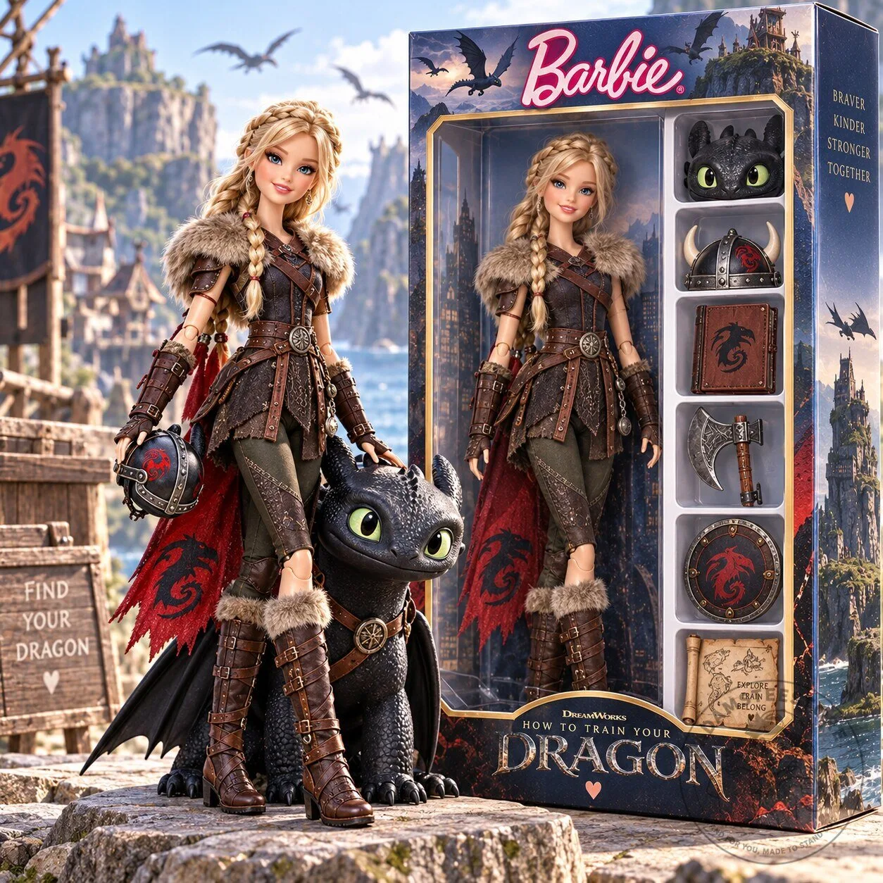 Barbie How to Train Your Dragon Astrid Doll with Toothless Figure