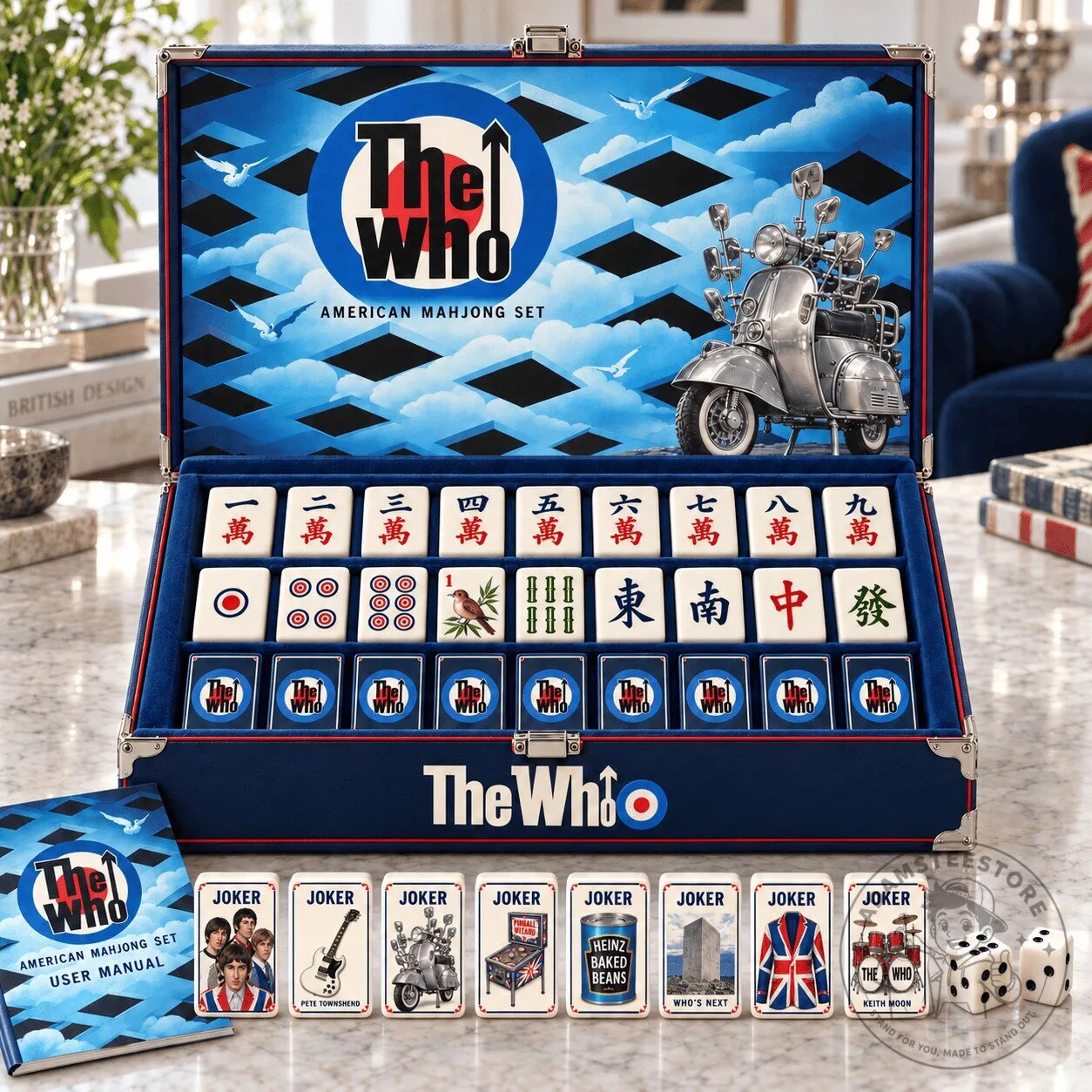The Who Band American Mahjong Game Set with Custom Tiles and Accessories