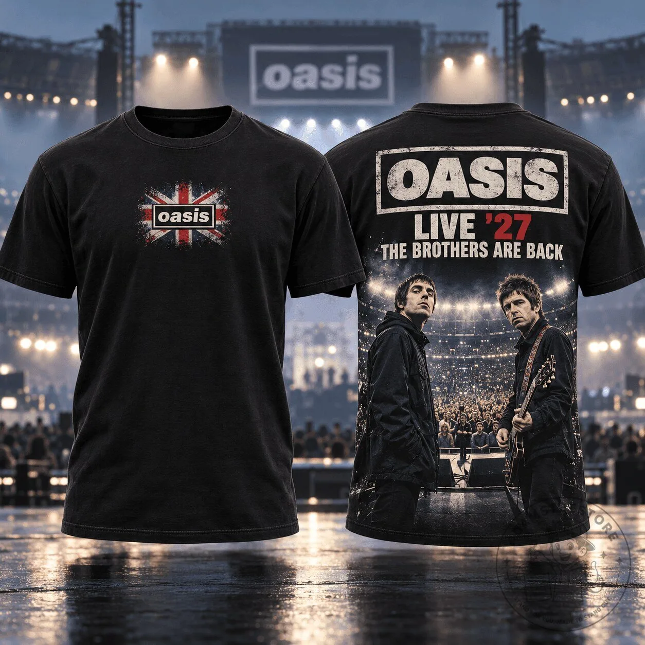 Oasis Live '27 The Brothers Are Back Concert Band Music T-Shirt