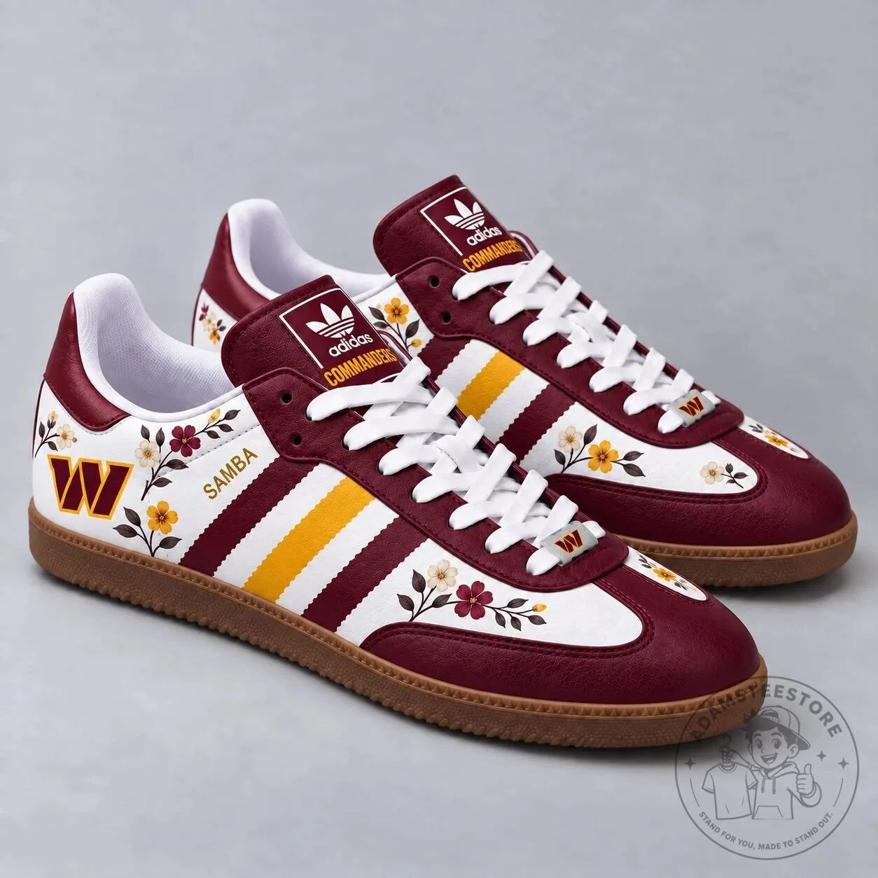 Washington Commanders Floral Game Day Samba Shoes