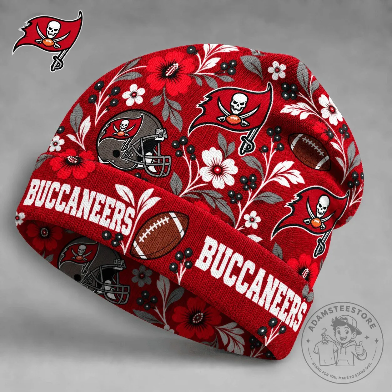 Tampa Bay Buccaneers NFL Floral Football Team Pride Beanie Hat