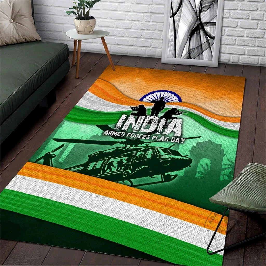 India Armed Forces Flag Day Patriotic Military Area Rug