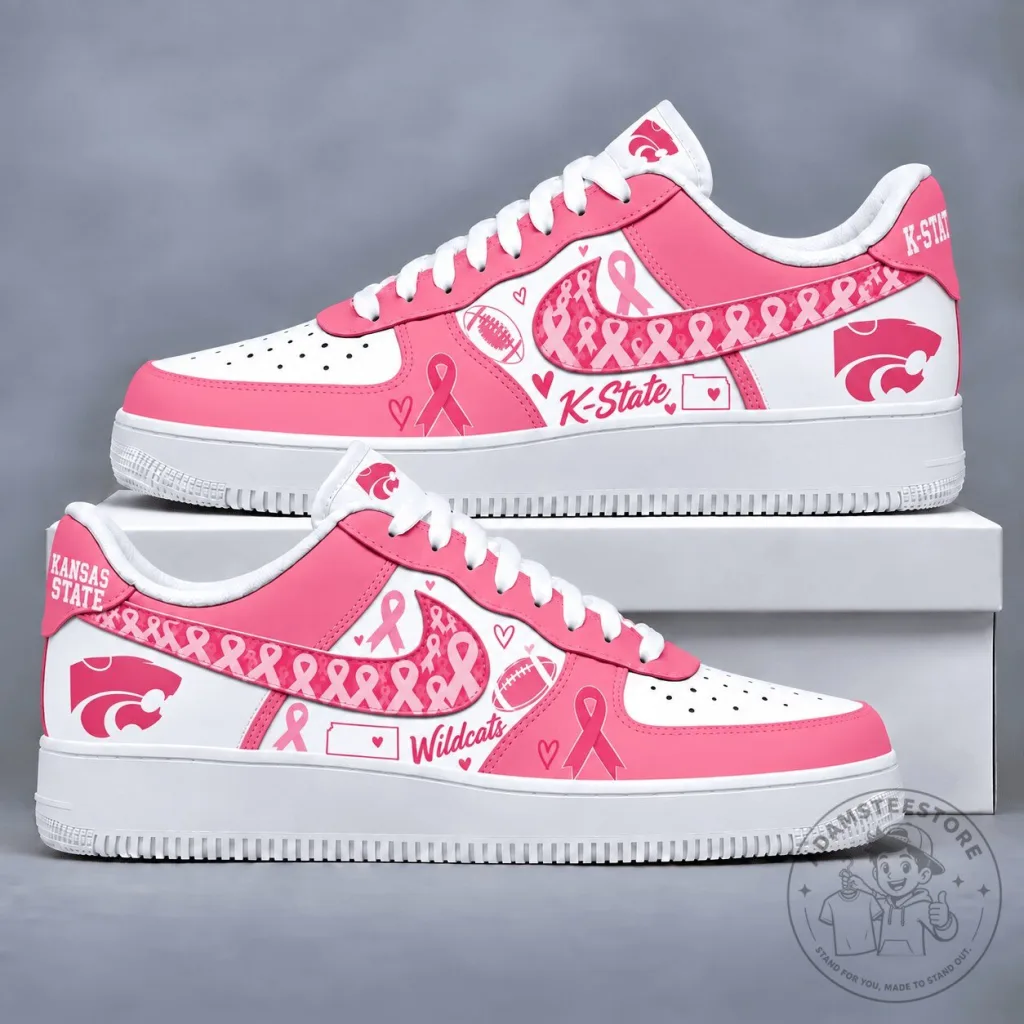 Kansas State Wildcats Breast Cancer Awareness Pink Ribbon Custom Shoes Kansas State Wildcats Breast Cancer Awareness Pink Ribbon Custom Shoes