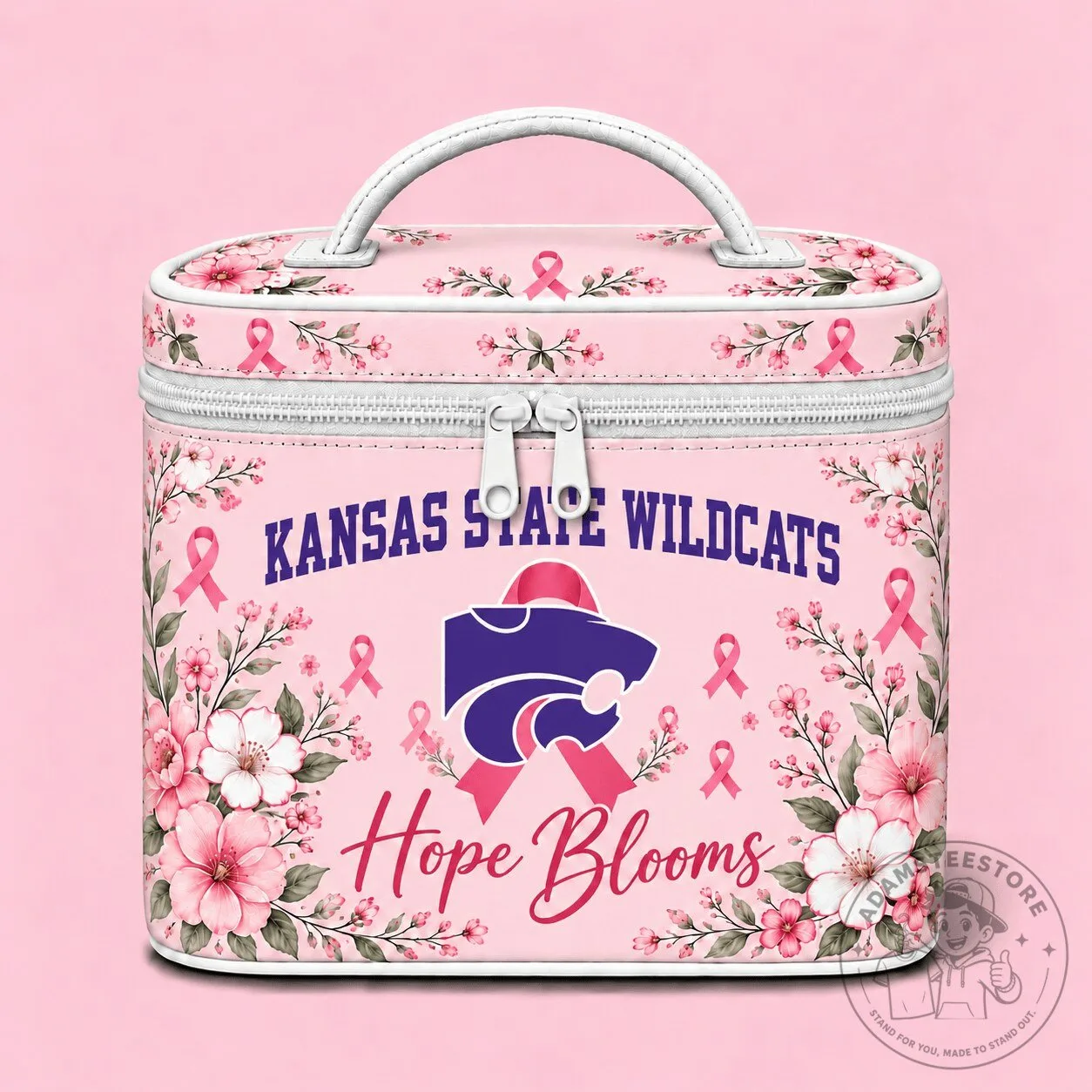 Kansas State Wildcats Hope Blooms Breast Cancer Awareness Cosmetic Bag