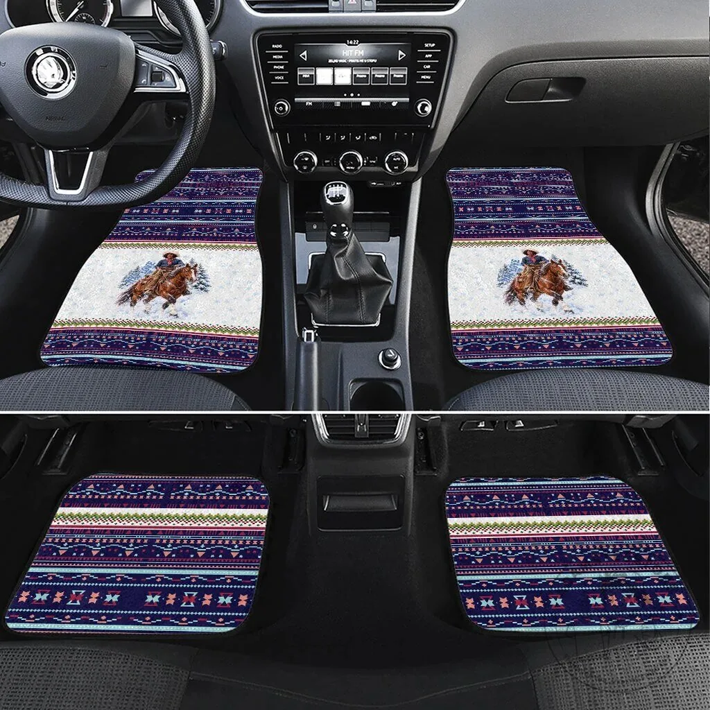 Nat Love African American Cowboy Fair Isle Winter Pattern Car Mat Set