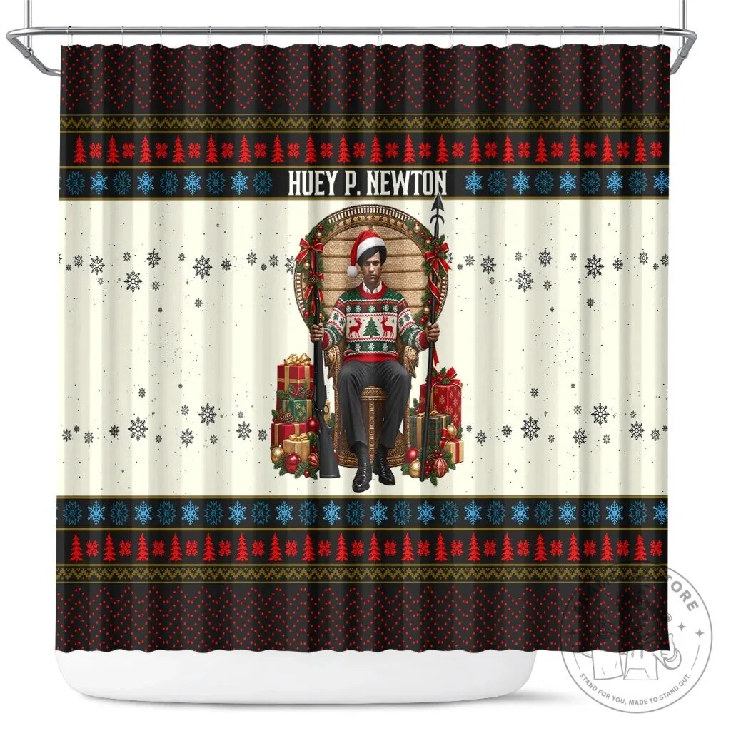 Huey P. Newton Black Panther Christmas Holiday Shower Curtain
