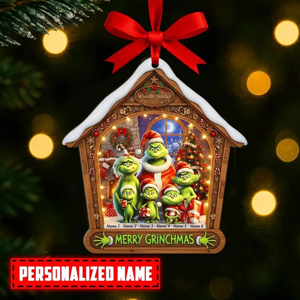 Personalized Grinch Merry Grinchmas Family Christmas Tree Ornament