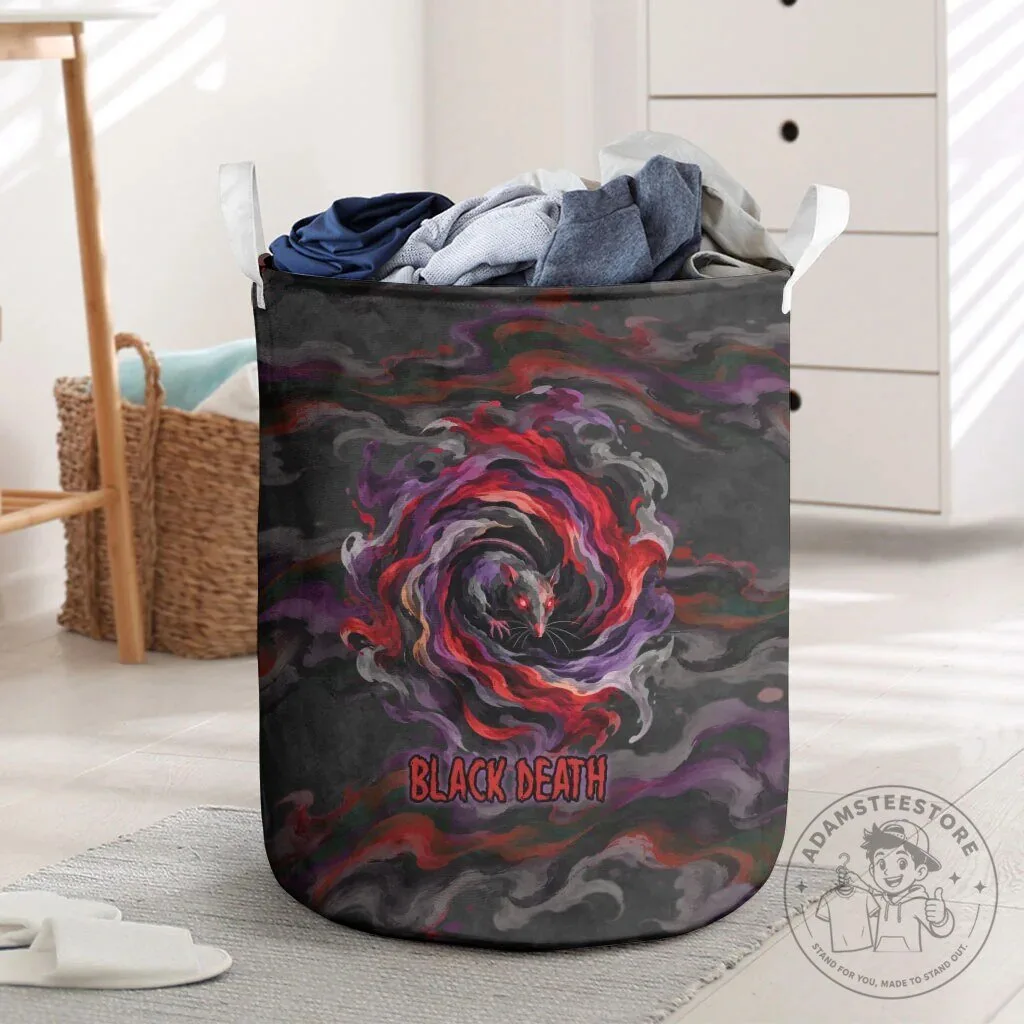 Black Death Rat Swirl Dark Gothic Fantasy Laundry Basket
