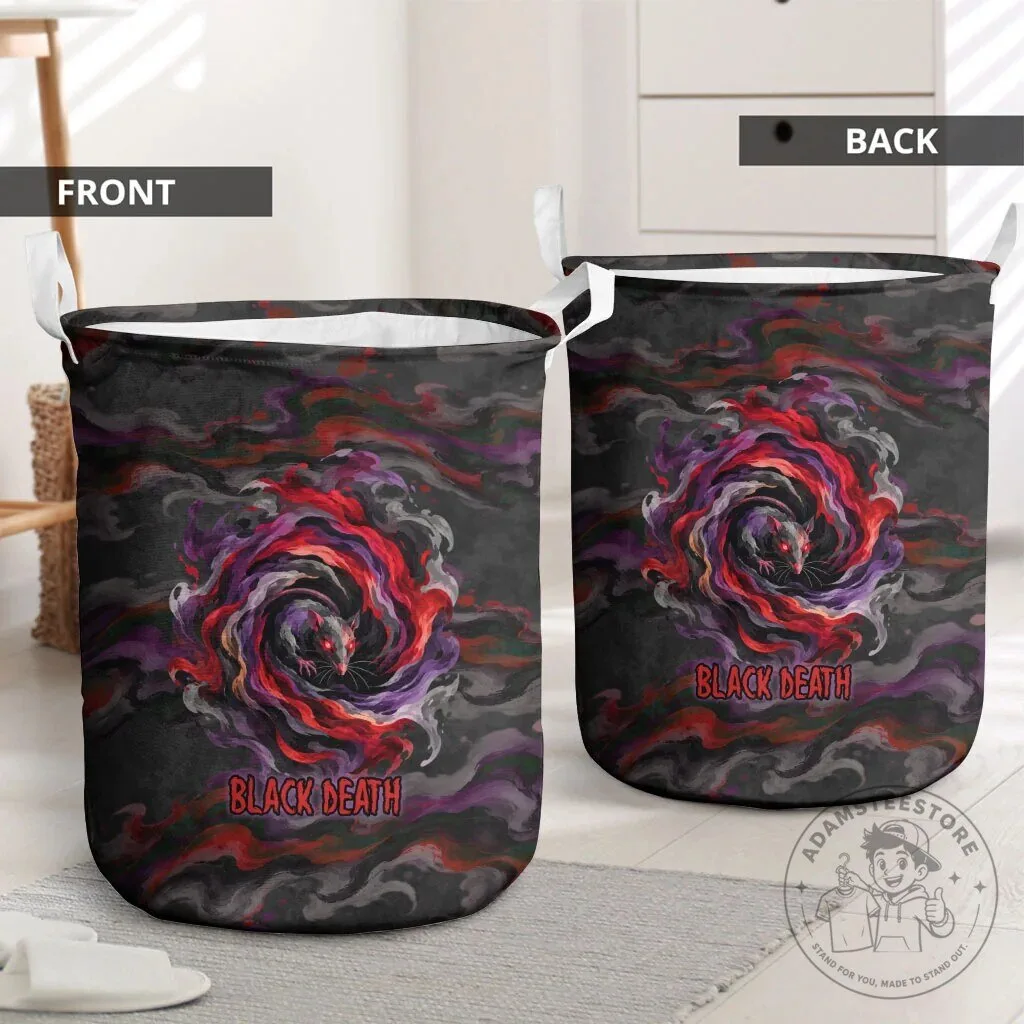 Black Death Rat Swirl Dark Gothic Fantasy Laundry Basket 8 Black Death Rat Swirl Dark Gothic Fantasy Laundry Basket