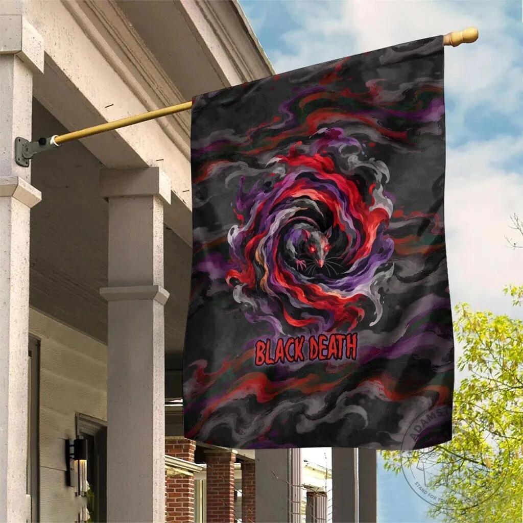 Black Death Rat Swirl Dark Gothic Fantasy Garden Flag