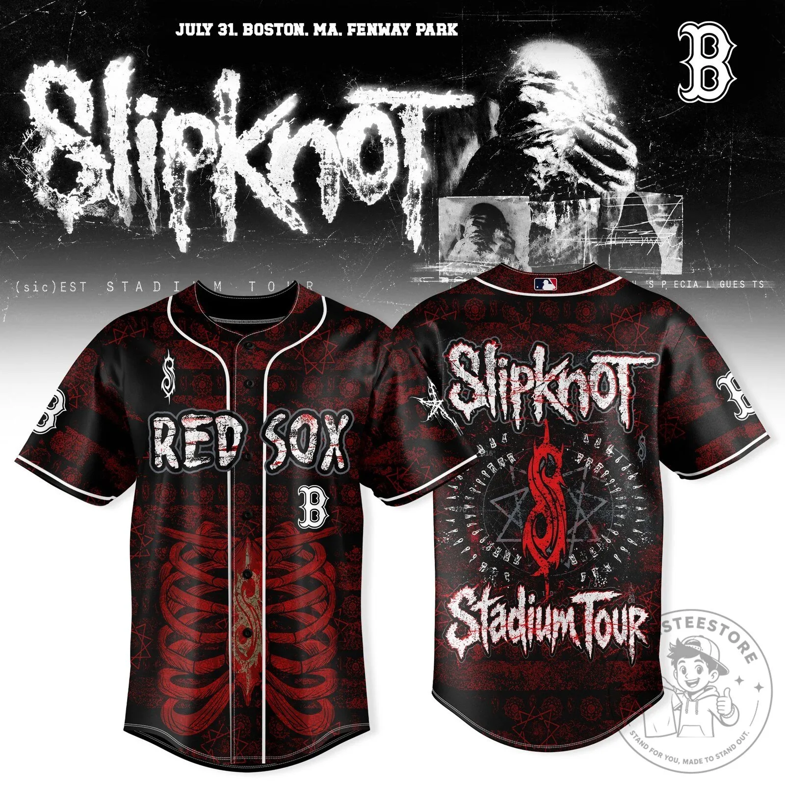 Slipknot Boston Red Sox Stadium Tour Black Baseball Jersey