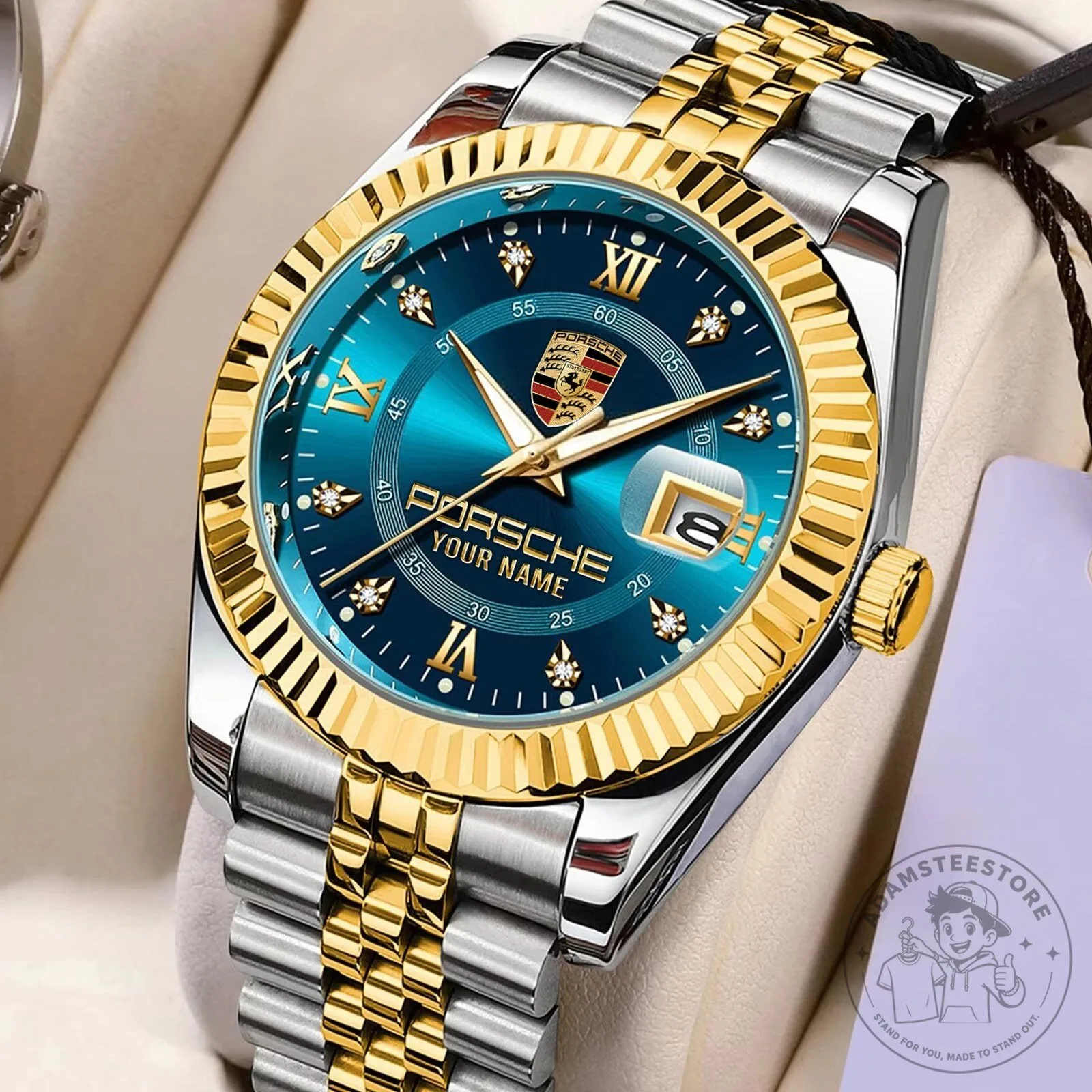 Porsche Custom Name Elegant Design Two-Tone Stainless Steel Watch
