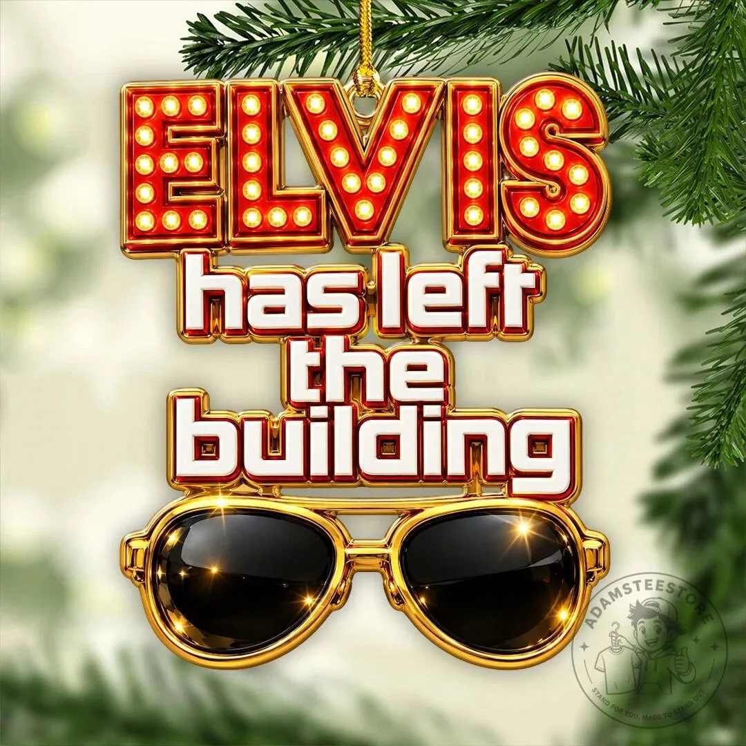 Elvis Presley Has Left The Building Gold Aviator Sunglasses Ornament