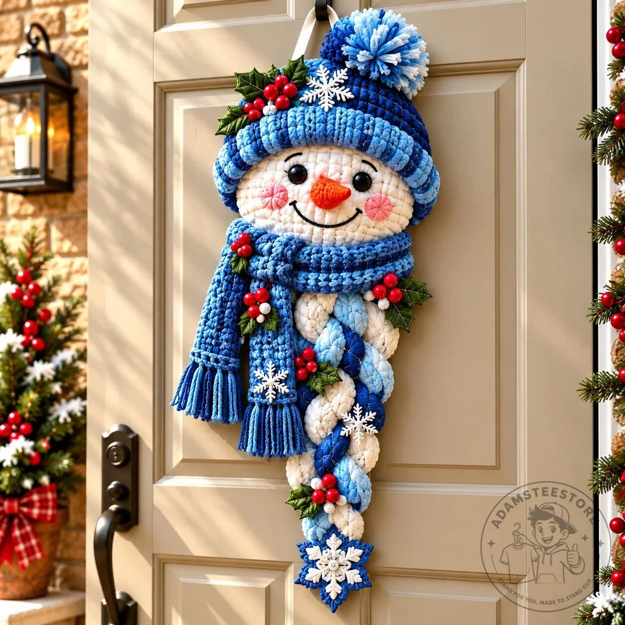 Knitted Snowman Winter Wonderland Christmas Door Hanger Decoration