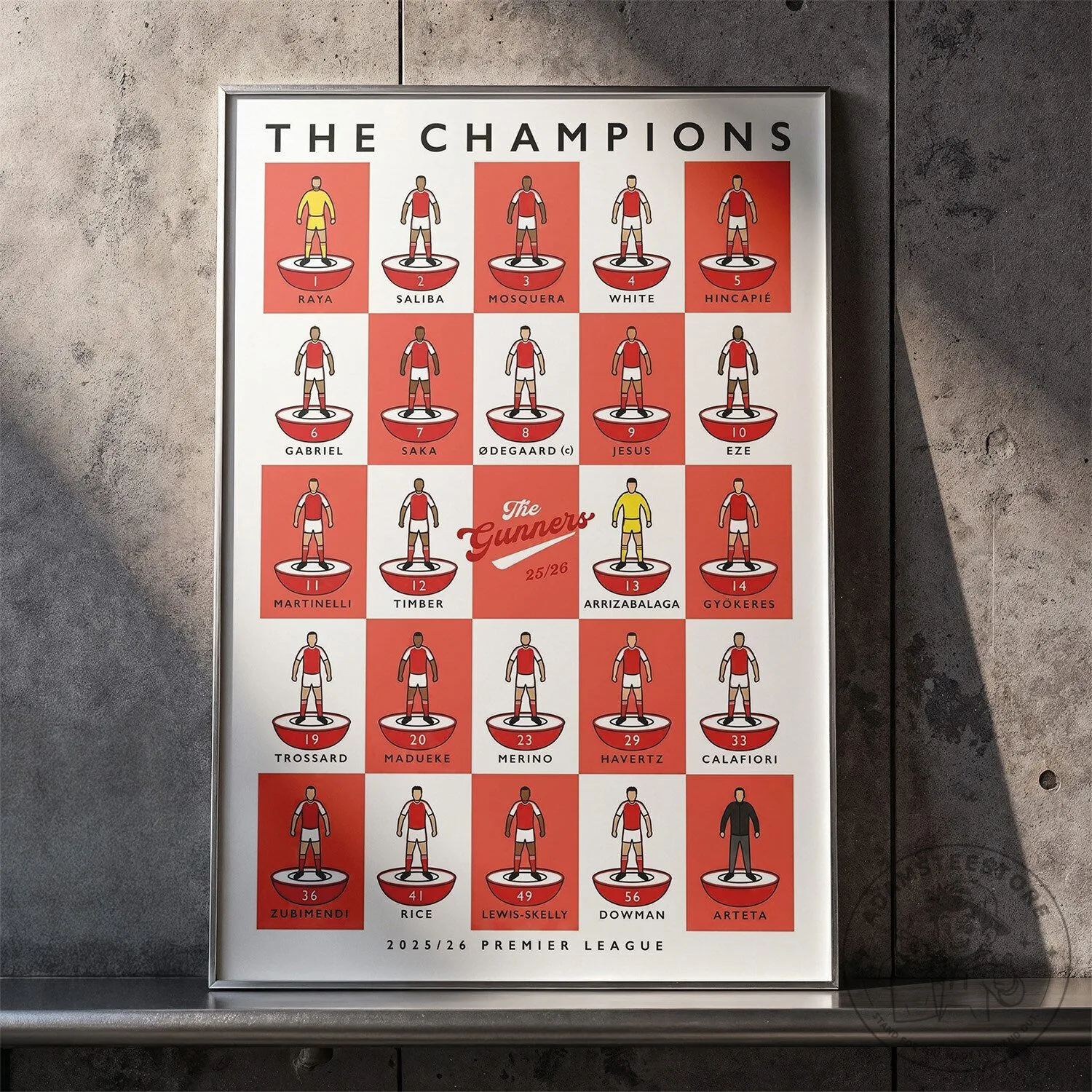 Arsenal The Champions 2025-2026 Premier League Football Team Poster