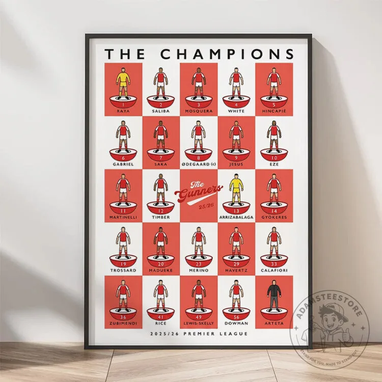 Arsenal The Champions 2025-2026 Premier League Football Team Poster 3 Arsenal The Champions 2025-2026 Premier League Football Team Poster